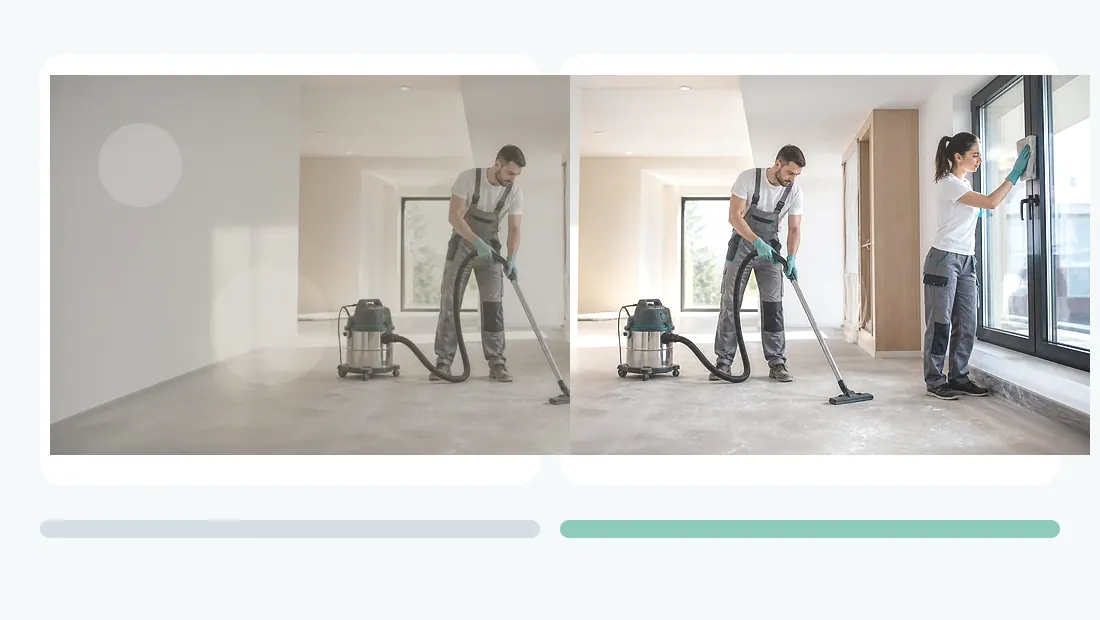 Vorher-Nachher Servicebild für Bau- und Feinreinigung
